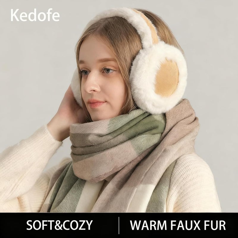 Kedofe Ear Muffs for Winter Women Foldable Fuzzy Cold Outdoor Earmuffs Soft Faux Furry Ear Warmers Covers - Image 2